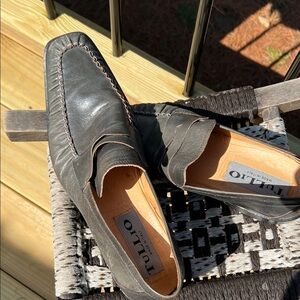 Tullio Made in Italy / Grey  Leather Slip-On Loafers for Men
